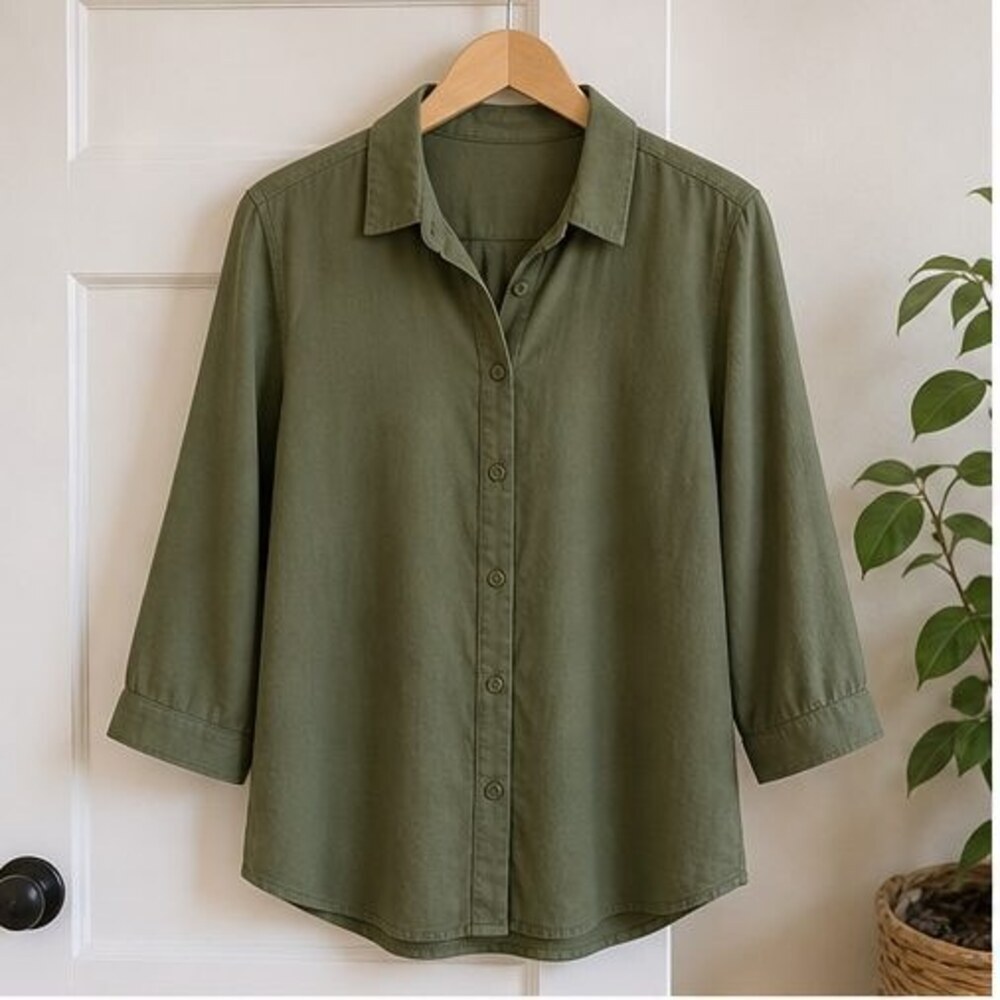 Olive Puff Sleeve Top